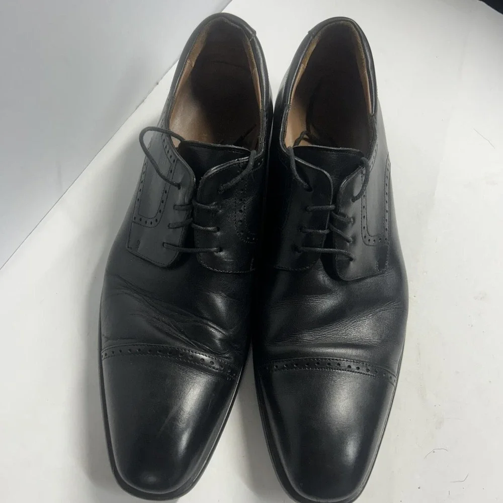 Mezlan Cap Toe Oxford Black Mens 9.5 M Leather Brogue Derby Shoes Spain